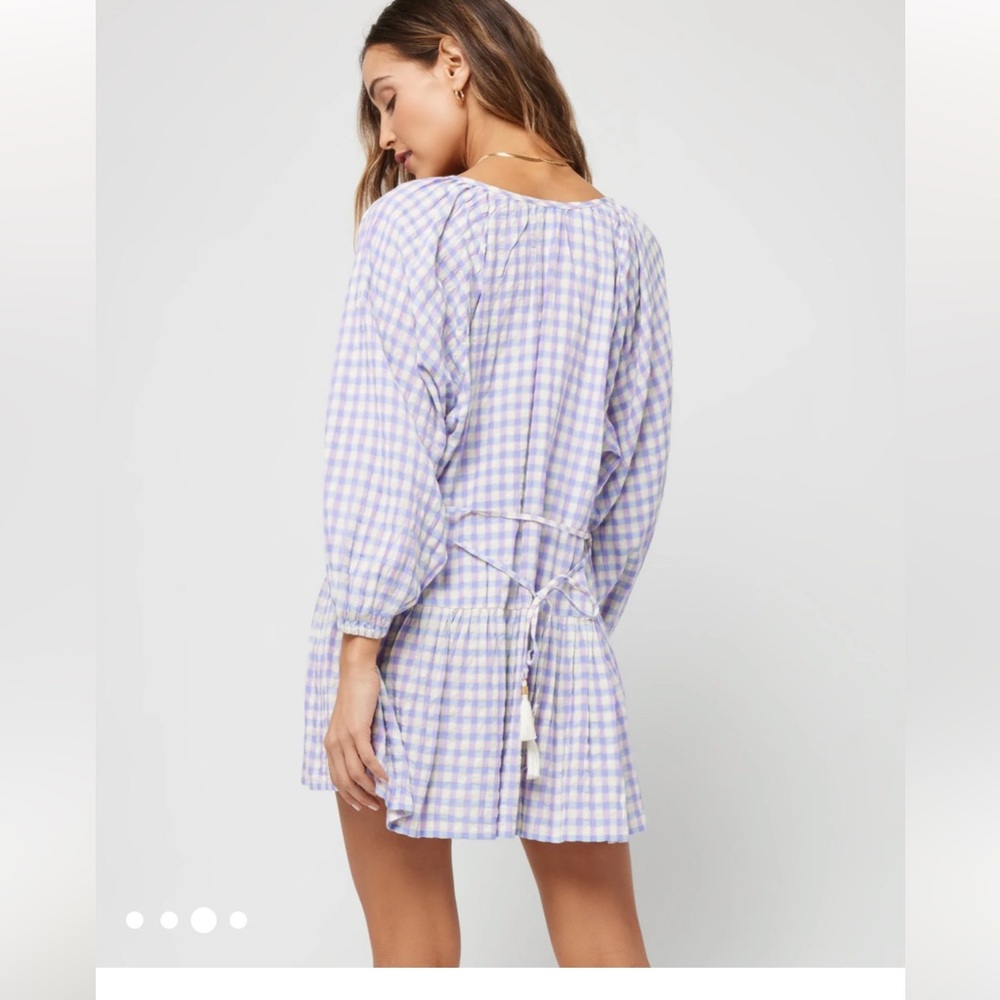 NWT L*SPACE Vida Park Slope Purple Gingham Mini Dress Swimsuit Coverup